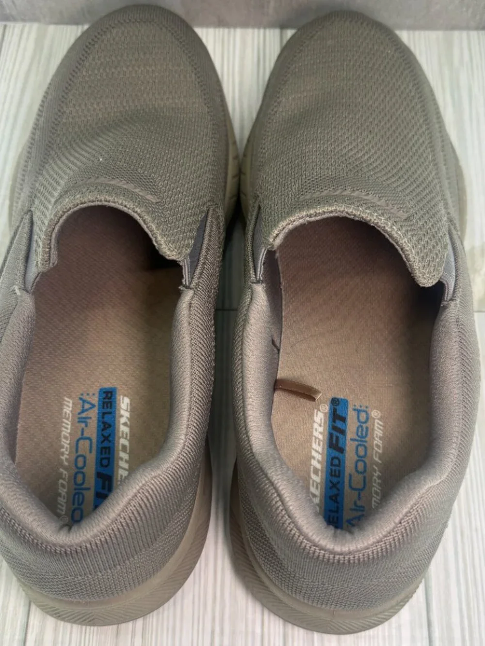Skechers Relaxed Fit Air-Cooled Memory Foam Slip On Shoes Men's 14 Taupe 204849
